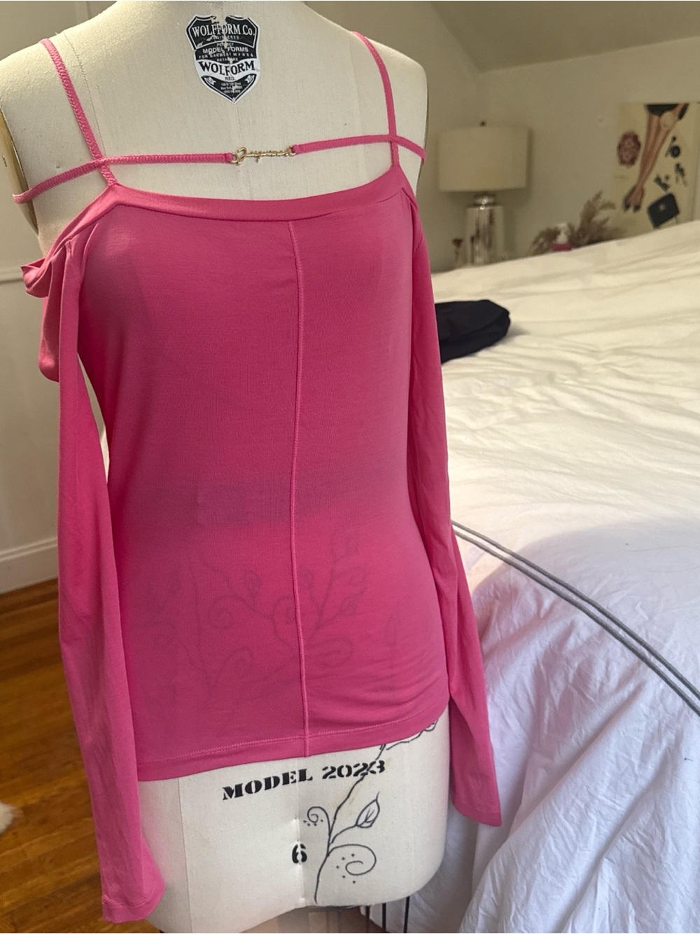 Jacquemus Pink Cold-Shoulder Long Sleeve Top